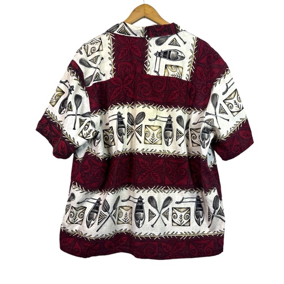 Vintage RJC Hawaiian Cotton Red White Button Down Short Sleeve Shirt Size XL - Picture 5 of 12